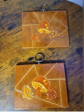 Vintage lot of two Mushroom Wall Art Decor